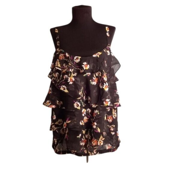 Torrid Size 2 18 20 2X Camisole Top Sheer Floral Tiered Ruffle Adjustable Straps - Picture 1 of 13